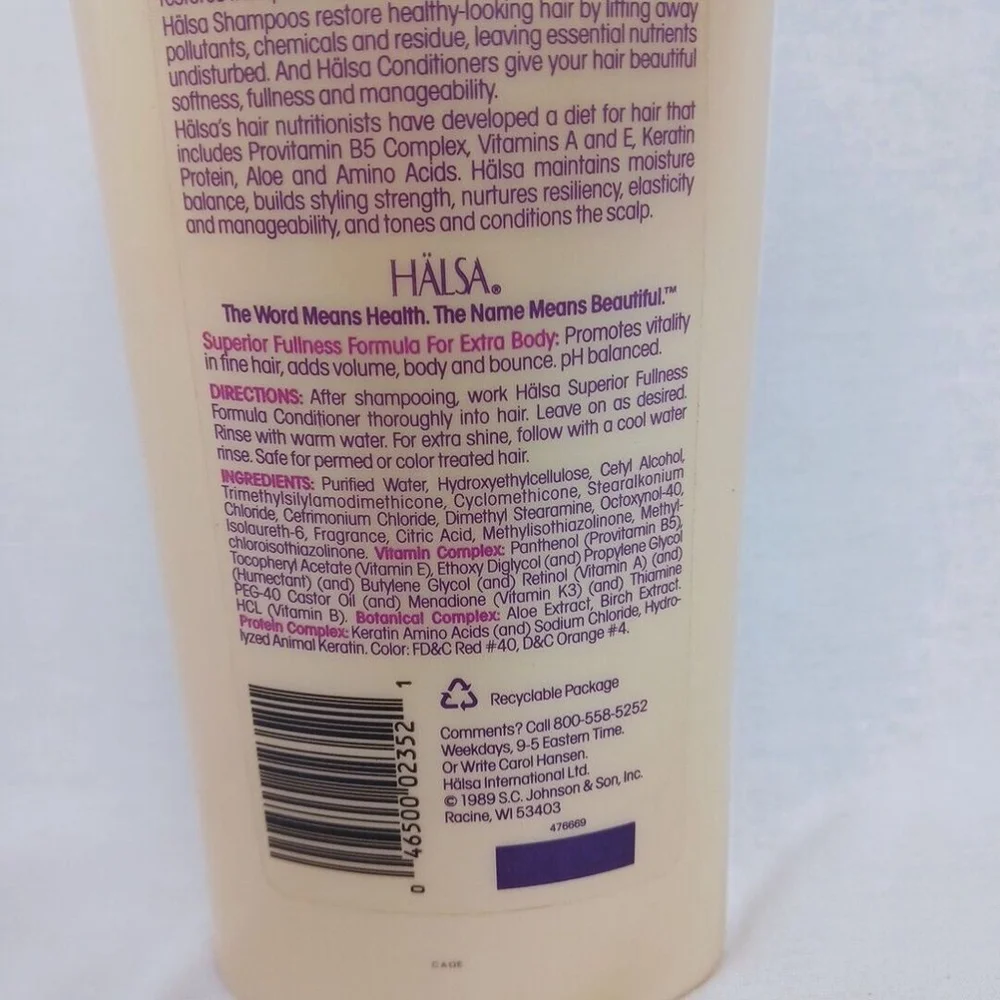 Vintage Halsa Conditioner Fullness Formula 15 Fluid Ounces